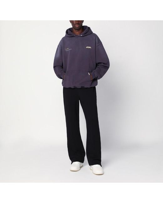 Represent Blue Plum Cotton Hoodie With Logo for men
