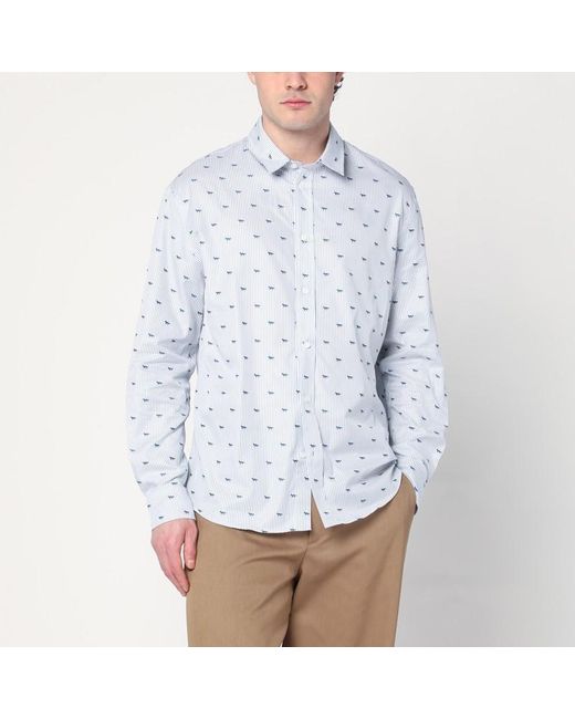Maison Kitsuné Gestreiftes Hemd Mit Logos in Blue für Herren