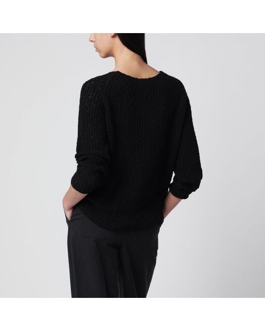 DUNST Black Loose-Knit Cotton-Blend Top