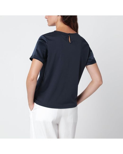 Weekend by Maxmara Blue Satin Crew Neck T-Shirt