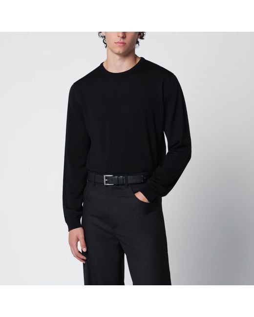 Roberto Collina Black Wool Crew-Neck Knit Sweater for men