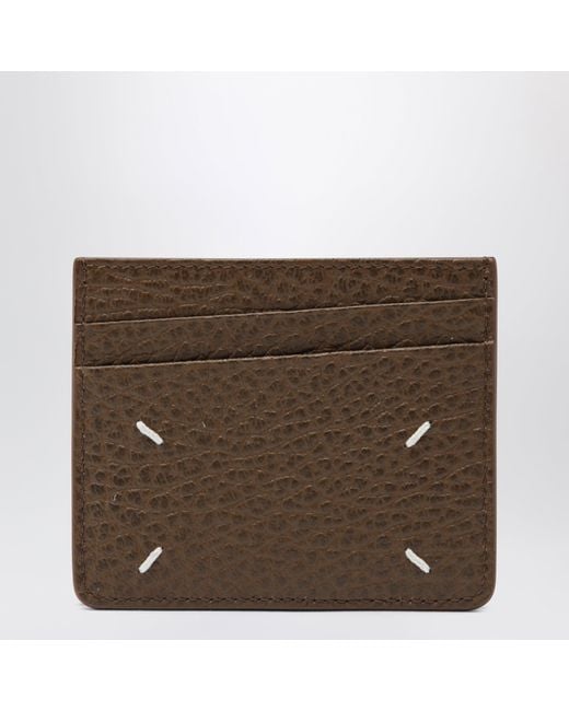 Maison Margiela Brown Four Stitches Calfskin Card Holder for men