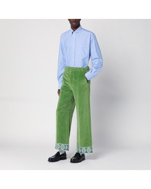 Valentino Grüne Samthose Mit Jacquard-Abschluss in Green für Herren