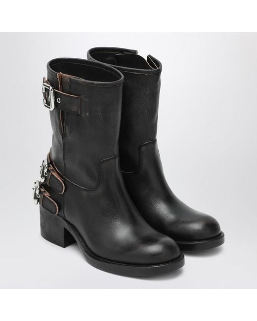 Chloé Black Stiefel Im Biker-Stil Dakota Schwarz Mit Vintage-Effekt