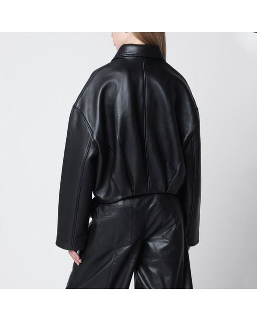 ROTATE BIRGER CHRISTENSEN Black Cropped Leather Jacket