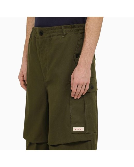 Pantalone cargo ampio scuro in misto cotone di Marni in Green da Uomo