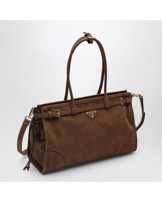 Prada Brown Bonnie Large Suede Bag