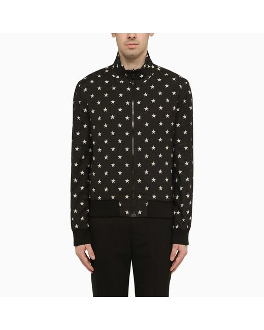 Balmain Schwarze Beidseitig Tragbare Bomberjacke Mit Sternen in Black für Herren