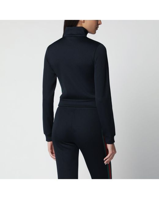 Gucci Blue Ribbed Cotton Jersey Zip-Up Sweatshirt