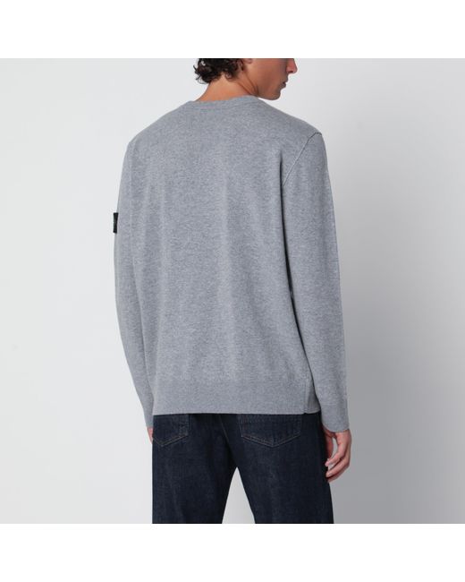 Stone Island Gray Mélange Crewneck Sweater for men