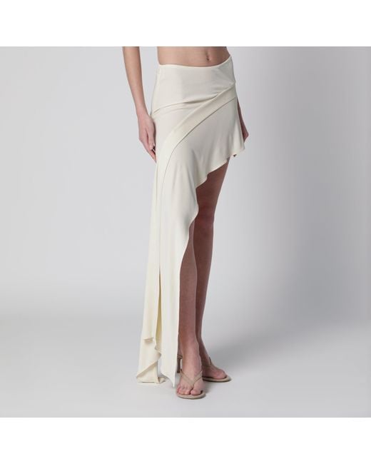 Francesco Murano White Mini Skirt With Side Train