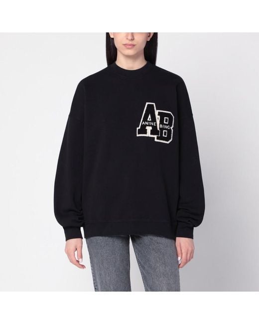Anine Bing Black Schwarzes Oversize-Sweatshirt Miles Letterman
