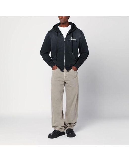Amiri Verwaschenes Schwarzes Sweatshirt Mit Reißverschluss Und Logo in Black für Herren