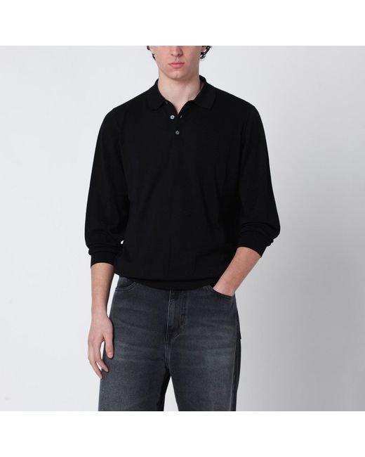 Drumohr Black Cotton Polo Shirt for men
