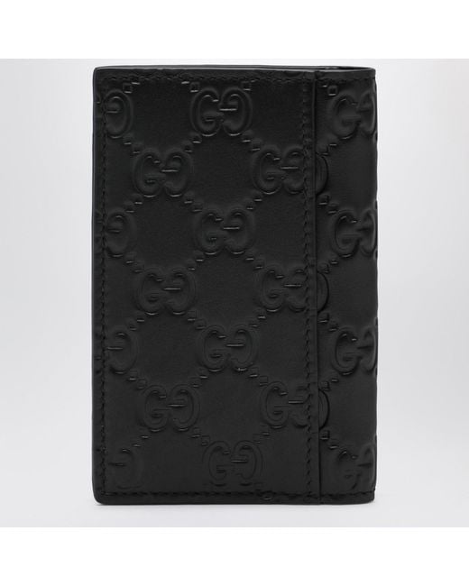 Gucci Black Gg Emblem Vertical Card Holder for men