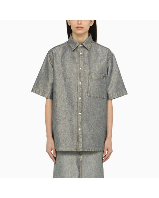 DARKPARK Gray Grey Denim Short-sleeved Shirt
