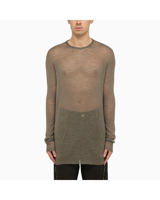 Rick Owens Brown Dust Semi-transparent Wool Sweater for men