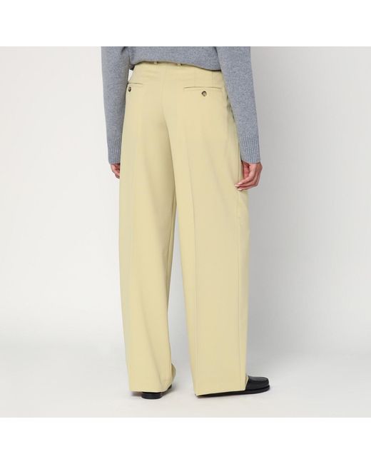 AMI Yellow Wide Lime-Coloured Wool Trousers