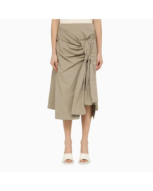 Bottega Veneta Natural Sand-coloured Midi Skirt With Knot