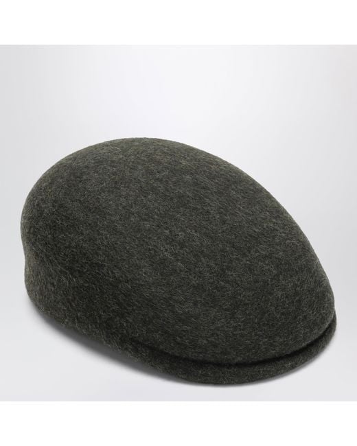 Loro Piana Green Moss Wool Felt Flat Cap for men