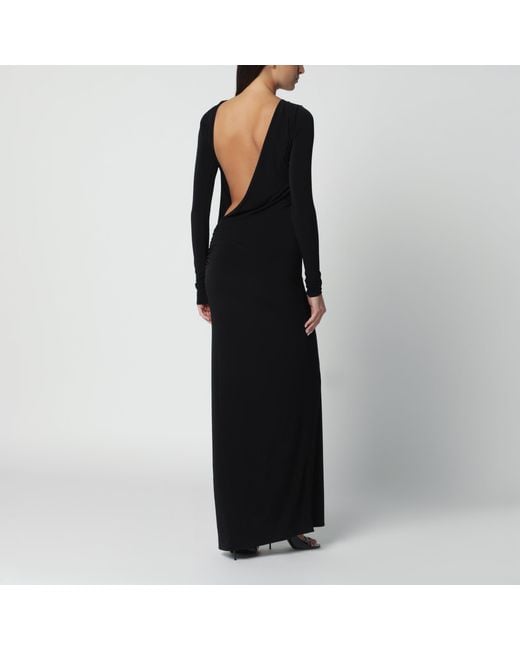 ANDAMANE Black Open-Back Stretch Jersey Maxi Dress