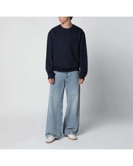 AMI Blue Ami De Coeur Midnight Sweatshirt for men