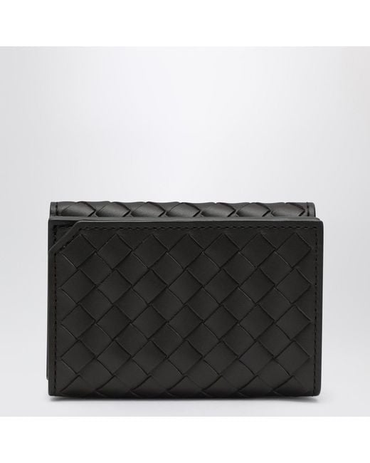 Bottega Veneta Black Fondente Trifold Wallet In Intrecciato for men