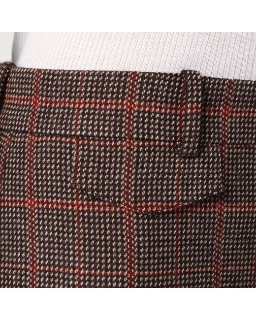 Pantaloni svasati marroni a quadri in lana di Chloé in Brown