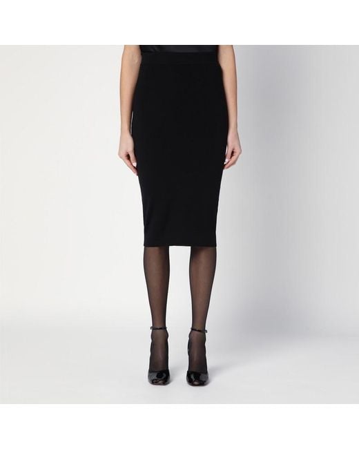 Gonna a matita nera in lana di Saint Laurent in Black