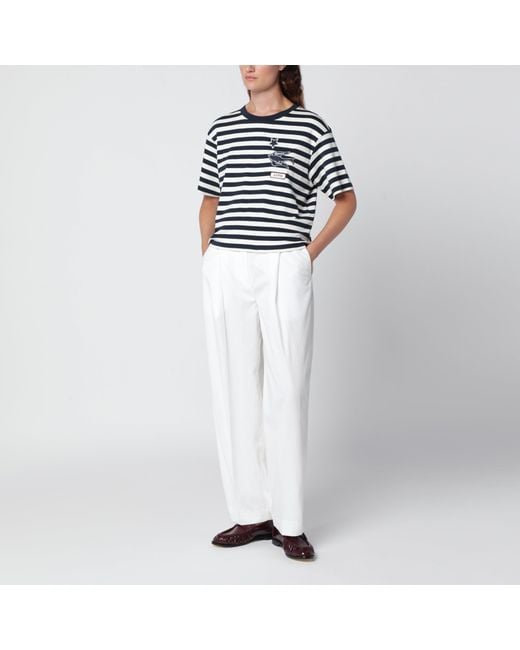 Weekend by Maxmara Blue Striped T-Shirt