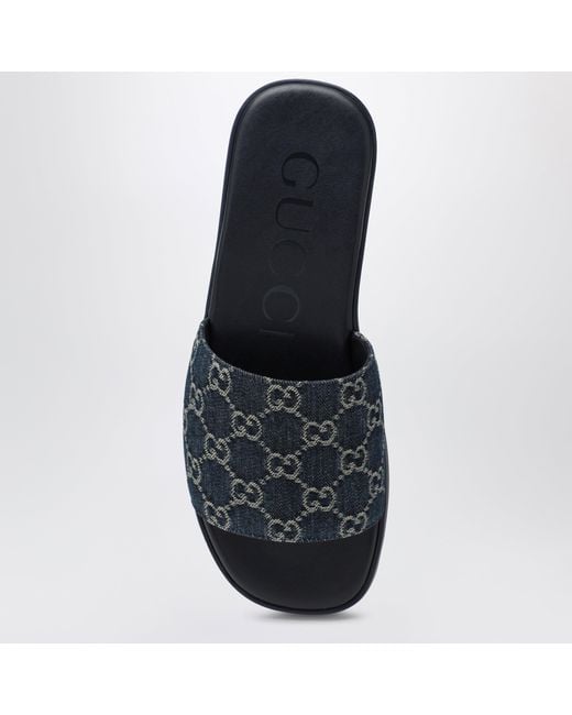 Gucci Blue Gg Denim Slider Sandal for men