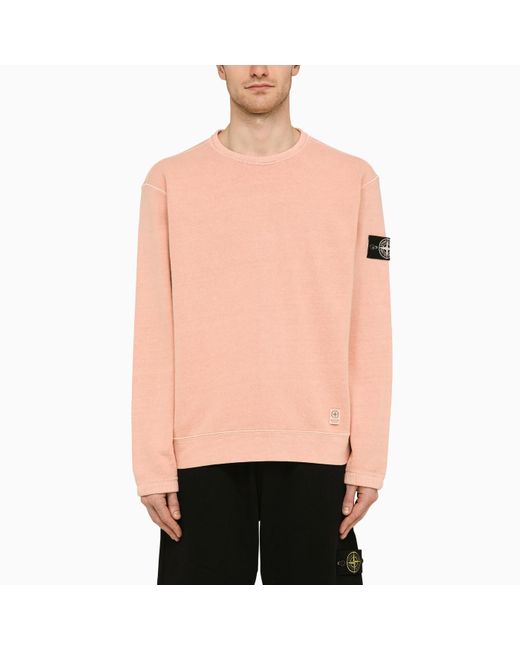 Stone Island Pink Rust-coloured Sweatshirt With Logo for men