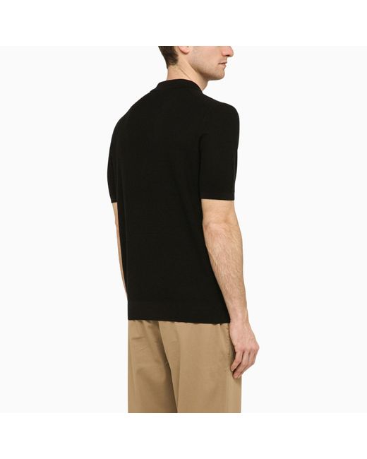 Tagliatore Black Silk And Cotton Polo Shirt for men