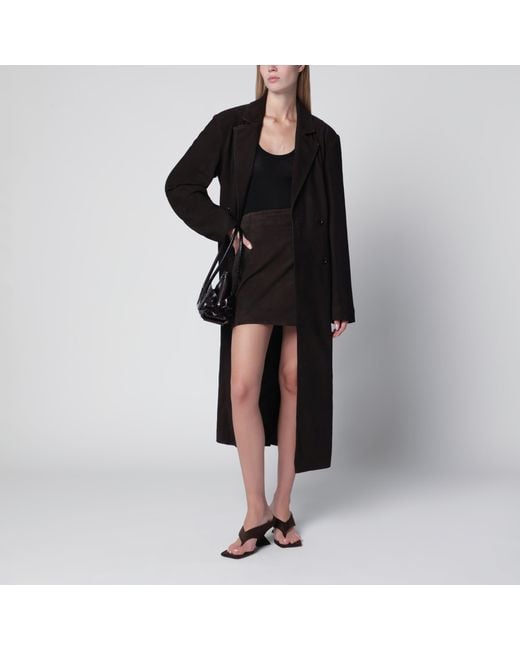 ROTATE BIRGER CHRISTENSEN Black Dark Suede Mini Skirt
