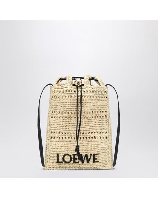 Loewe Metallic Natural Raffia Drawstring Pouch