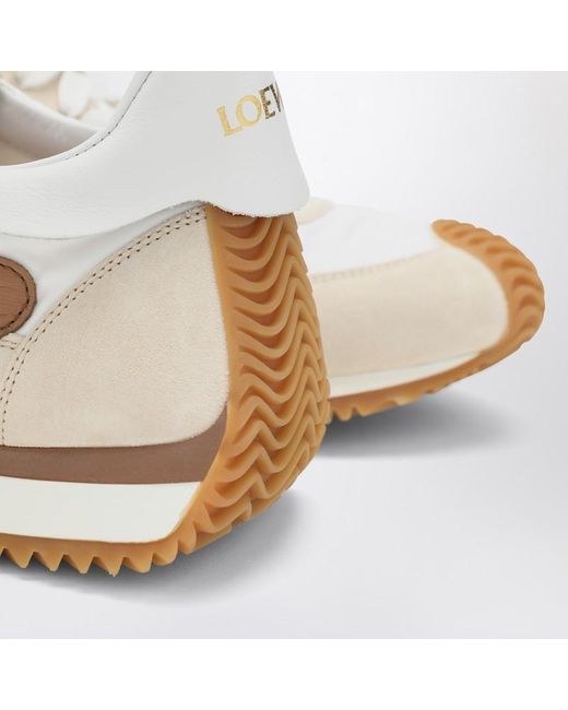 Sneaker flow runner 2.0 bianca/ in nylon e suede di Loewe in White
