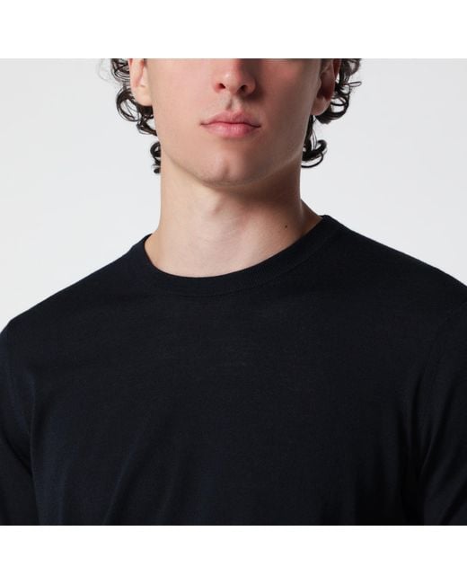 Drumohr Black Wool Crew-Neck Sweater for men