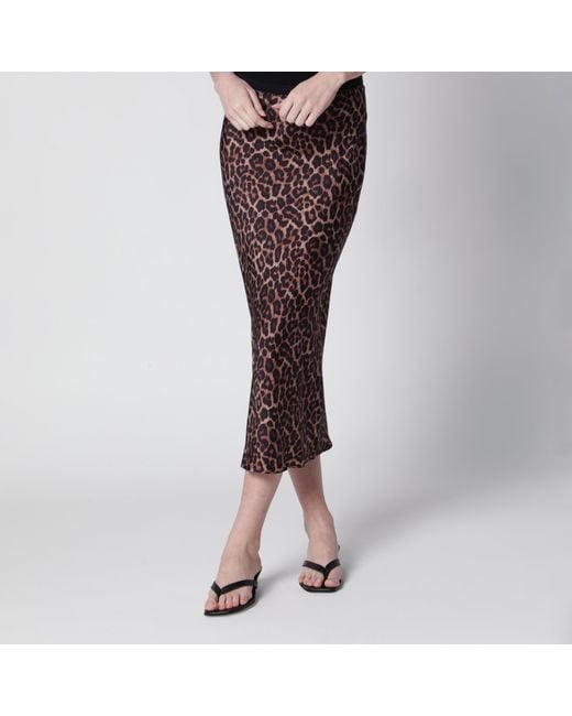Anine Bing Brown Leopard-Print Silk Midi Skirt