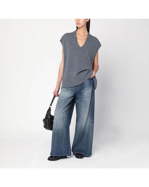 Roberto Collina Blue Oversized Wool Vest