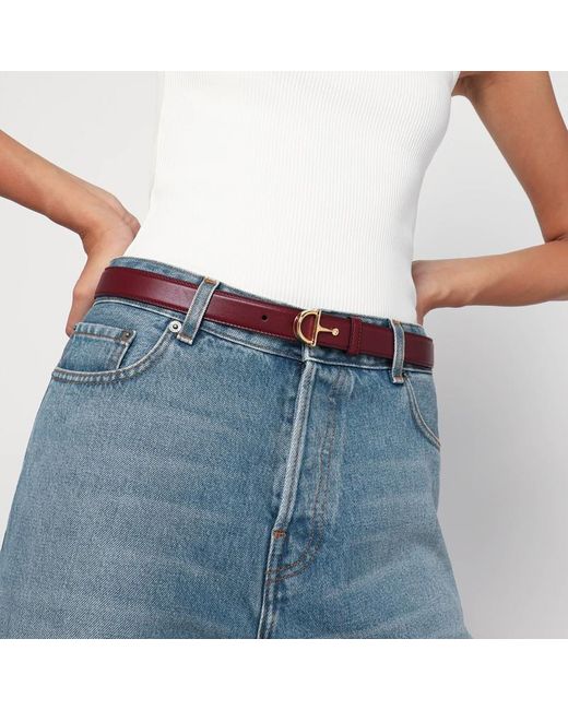 Gucci Brown Rosso Ancora Thin Belt With Half Buckle