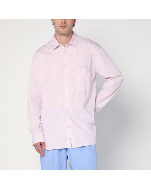 Tekla Pink Striped Pyjama Shirt for men