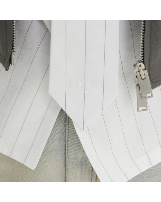 1989 STUDIO White Striped Tie for men