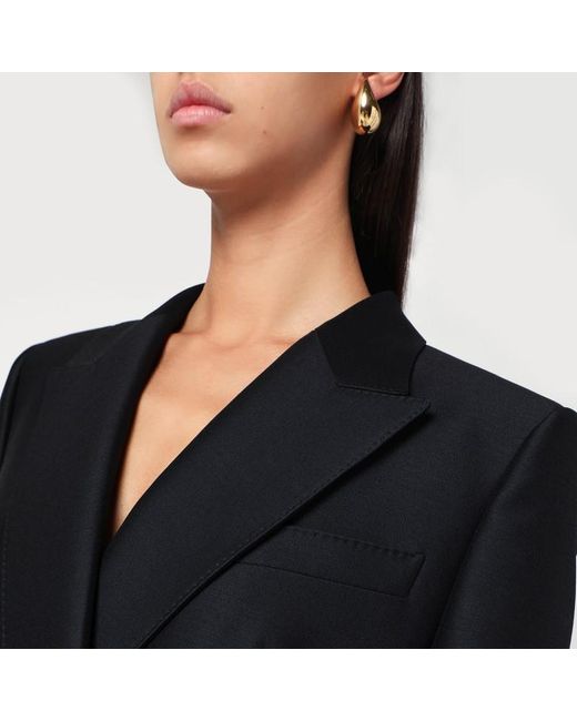 Giacca doppiopetto nera in lana di Dolce & Gabbana in Black