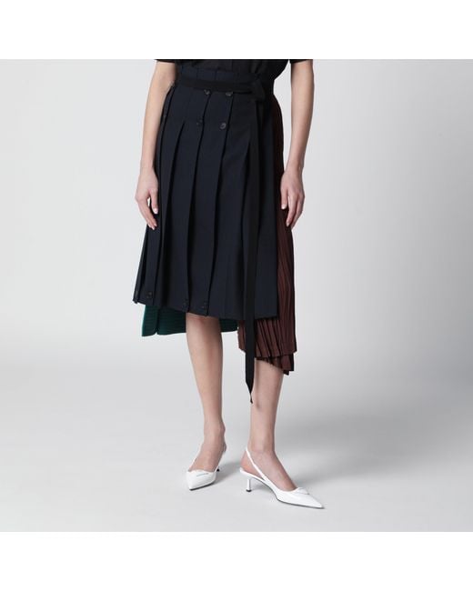Prada Black Asymmetric Patchwork Skirt