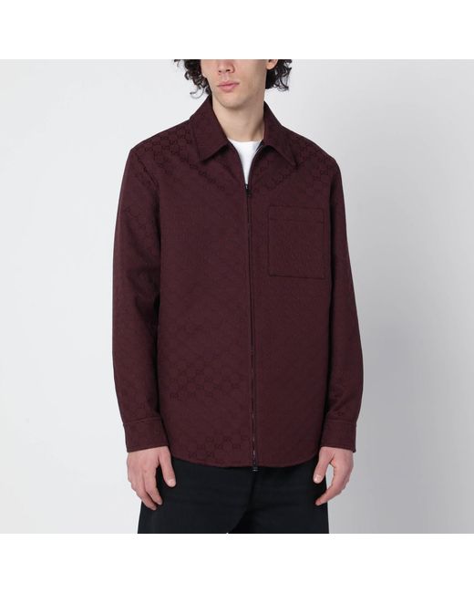 Gucci Red Gg-Pattern Shirt Jacket for men