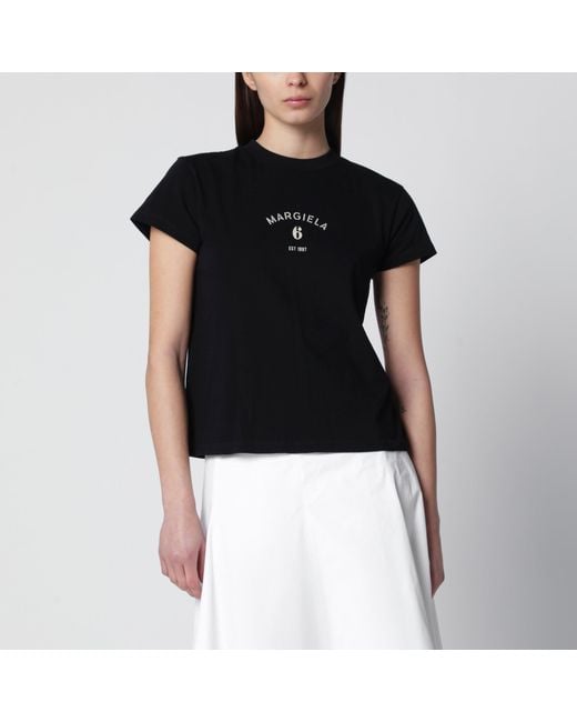 MM6 by Maison Margiela Black T-Shirt With Logo Print