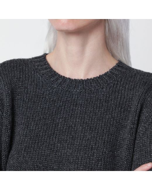 The Row Black Pato Charcoal Melange Cashmere Sweater