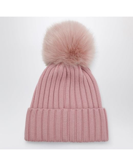 Moncler Pink Wool Beanie With Pom-Pom