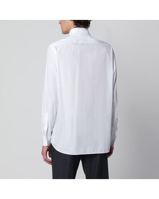 Lardini White Cotton Shirt With Fine Stripes for men