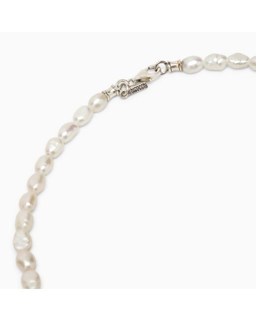Emanuele Bicocchi Metallic 925 Silver Baroque Pearl Necklace for men